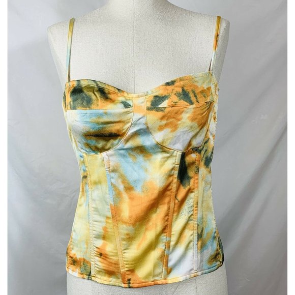 PrettyLittleThing Tops - Pretty Little Thing Corset Top Size 12 Large Orange Sweetheart Neck